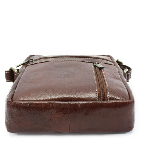 Červenohnědý pánský kožený zipový crossbag - Image 4