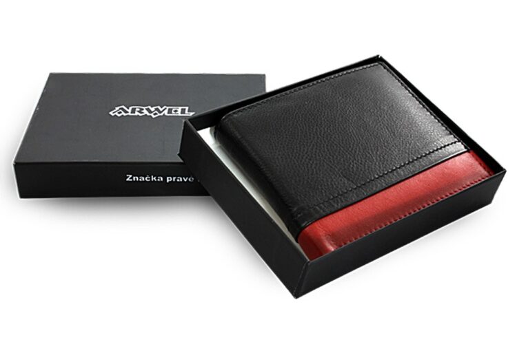 Černo-červená pánská kožená peněženka styl_1 - Image 4